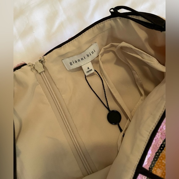 Gianni Bini Halston Multi-Colored Striped Print Sequin Midi Dress - Picture 10 of 10